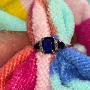 Sapphire and pave diamond ring